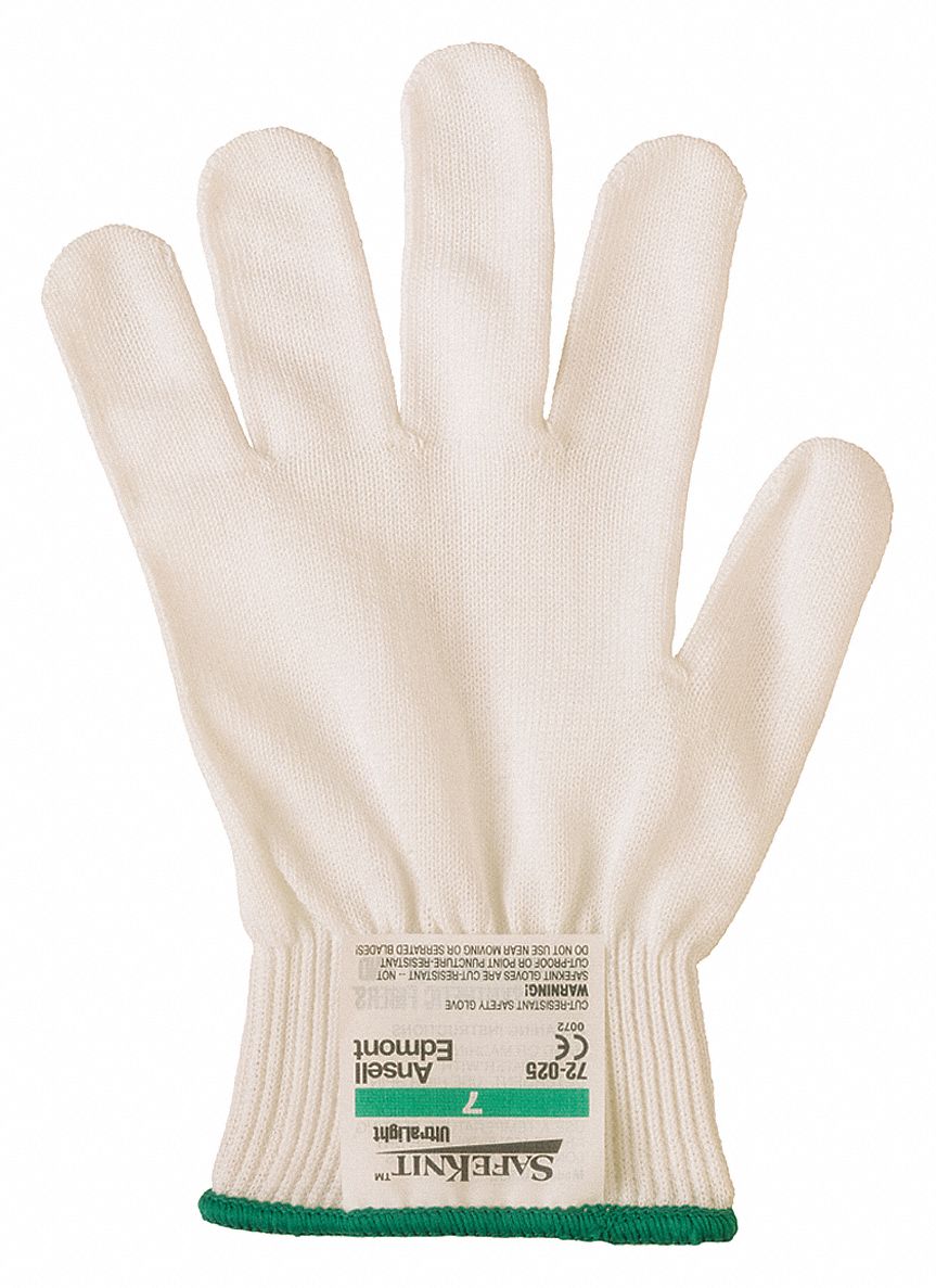 Cut Resistant Gloves,White,Knit,10