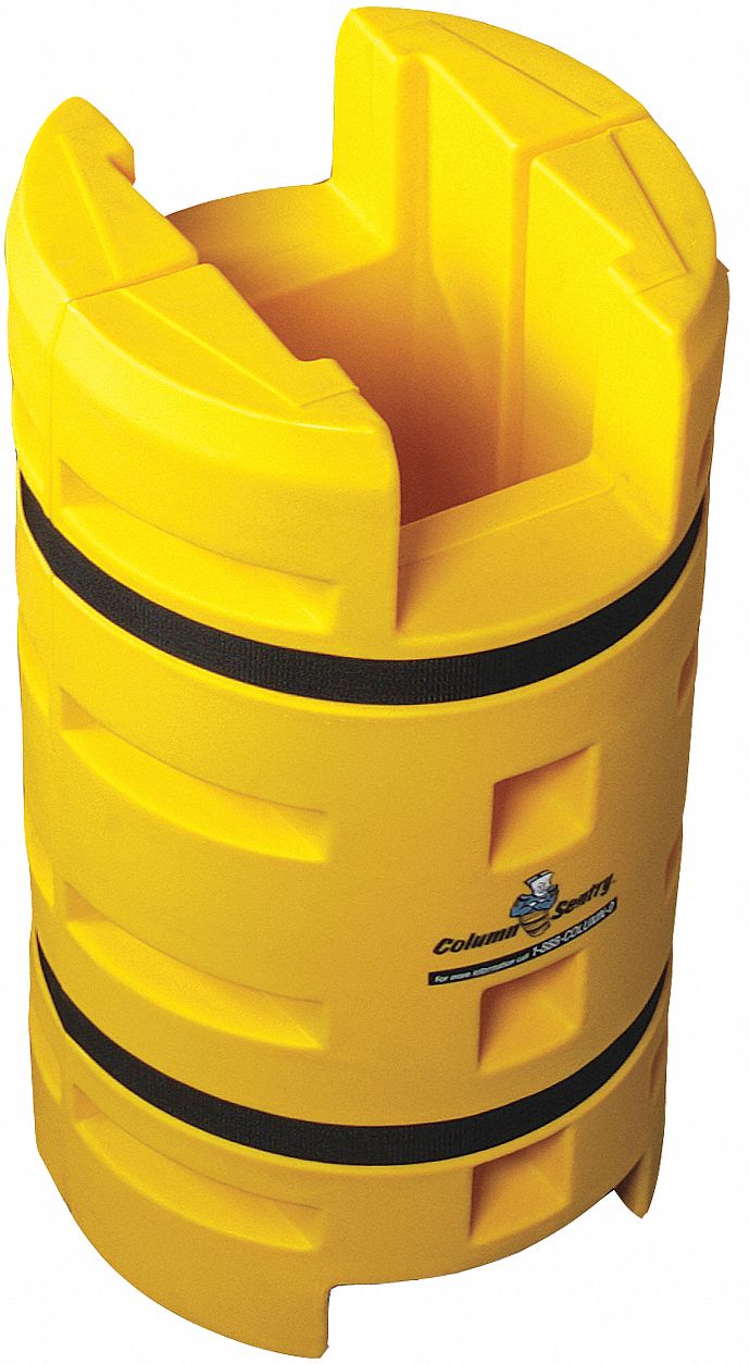 Column Protector: 8 in, 6 in, 8 in (H-Beam)/8 in (Round)/8 in (Square), Round/Square, LLDPE, Yellow
