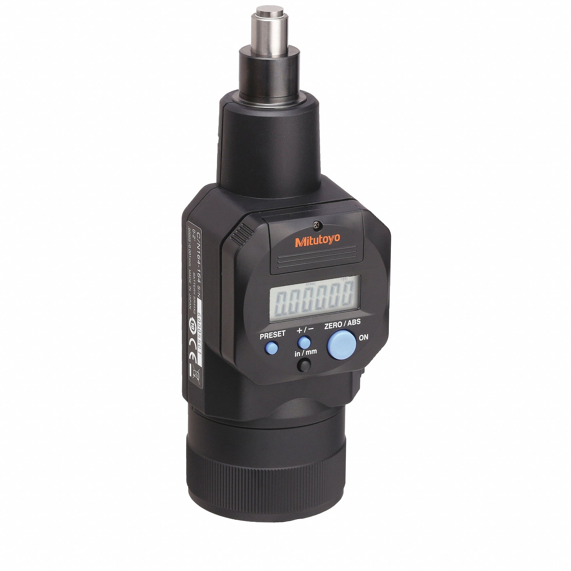 MITUTOYO Digital Micrometer Head: 0 in to 2 in/0 to 50.8 mm Range, ±0.00015  in Accuracy