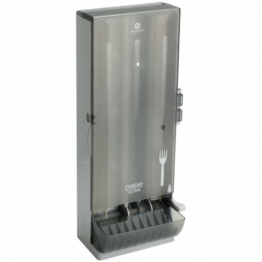 SMARTSTOCK Fork Dispenser: Series B, Lever, Wall, 24 3/4 in Ht, 8 3/4 in  Dp, Black