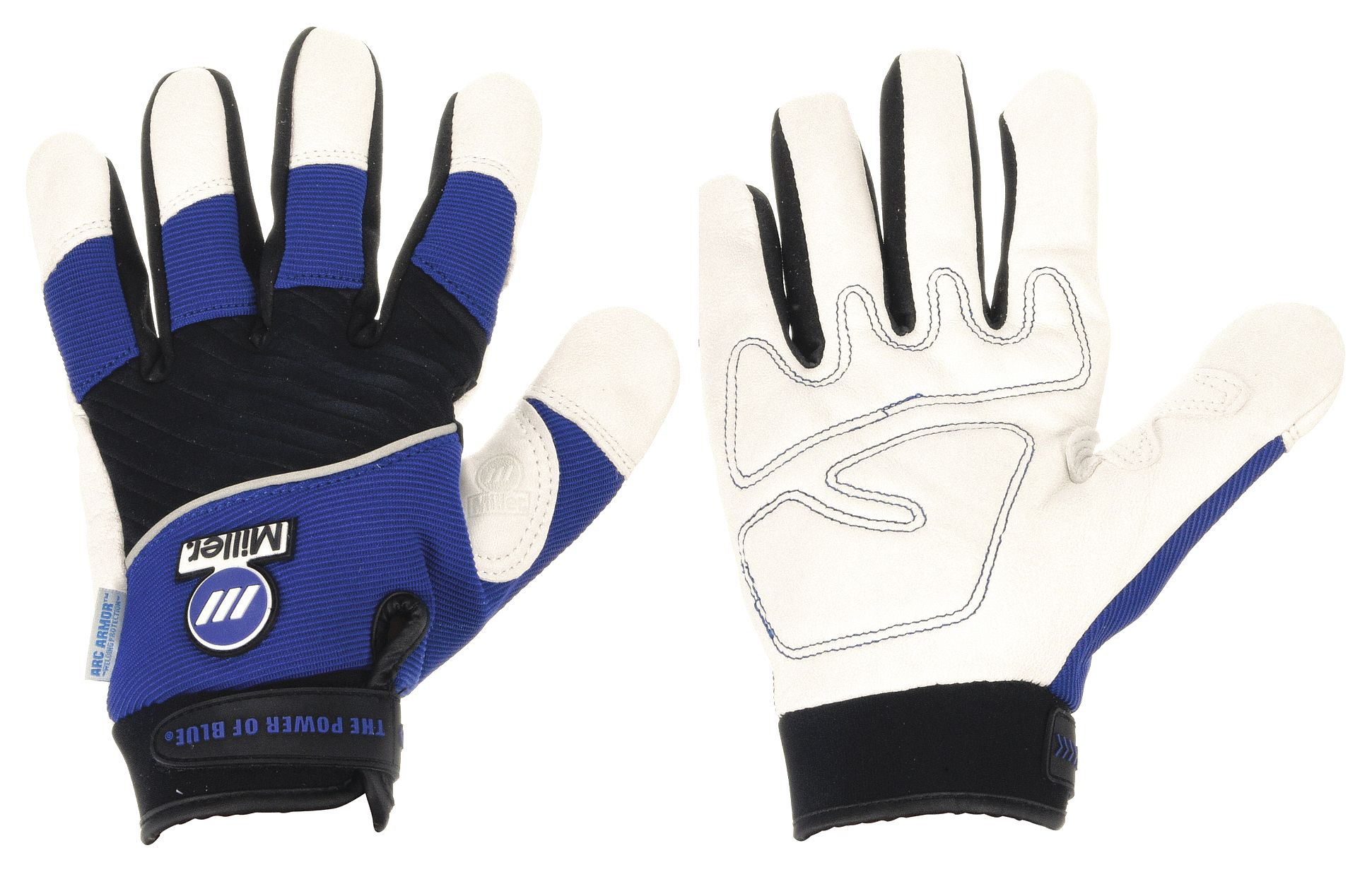 ARCARMOR MECHANICS METALWORKER GLOVES, M, WHITE/BLUE/BLACK, KEVLAR STITCHING, 9¼ IN