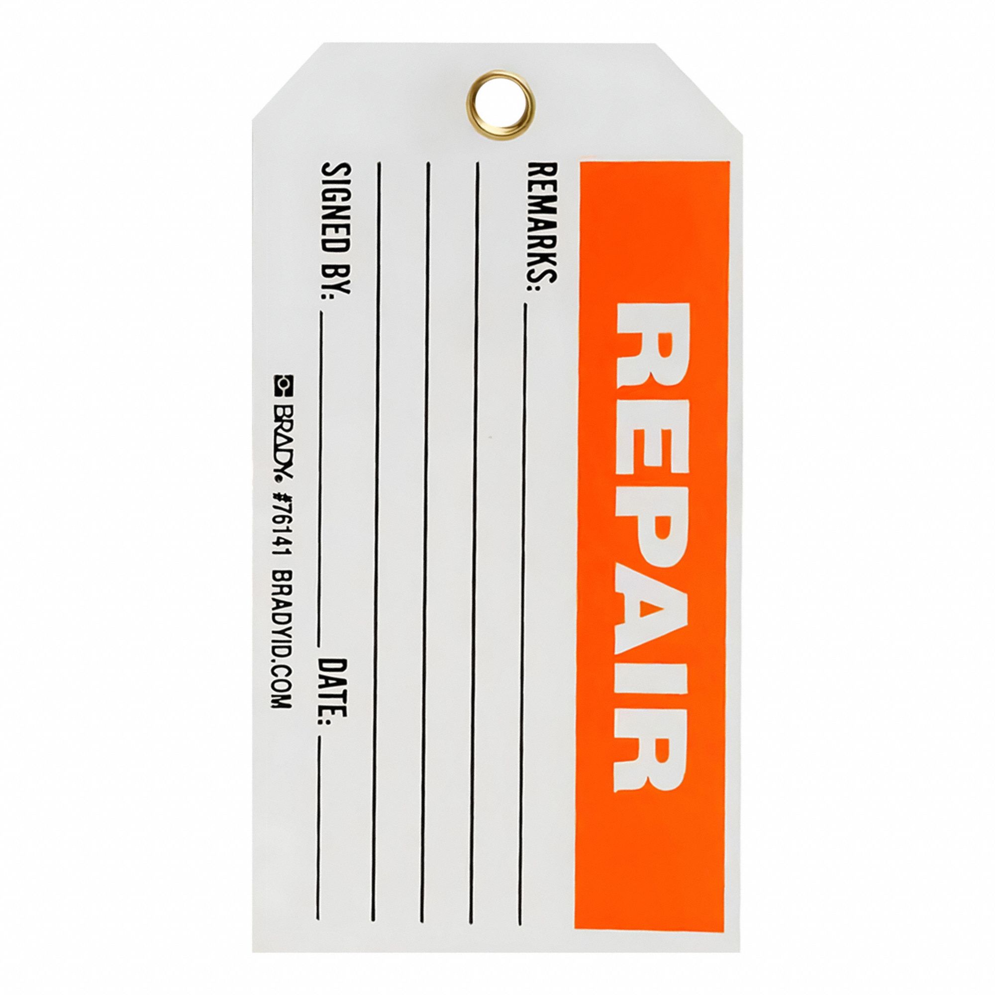 Tag: Repair, 5 3/4 in Wd, 3 in Ht, Black/Orange/White, Rectangle, Indoor/Outdoor, English, 25 PK