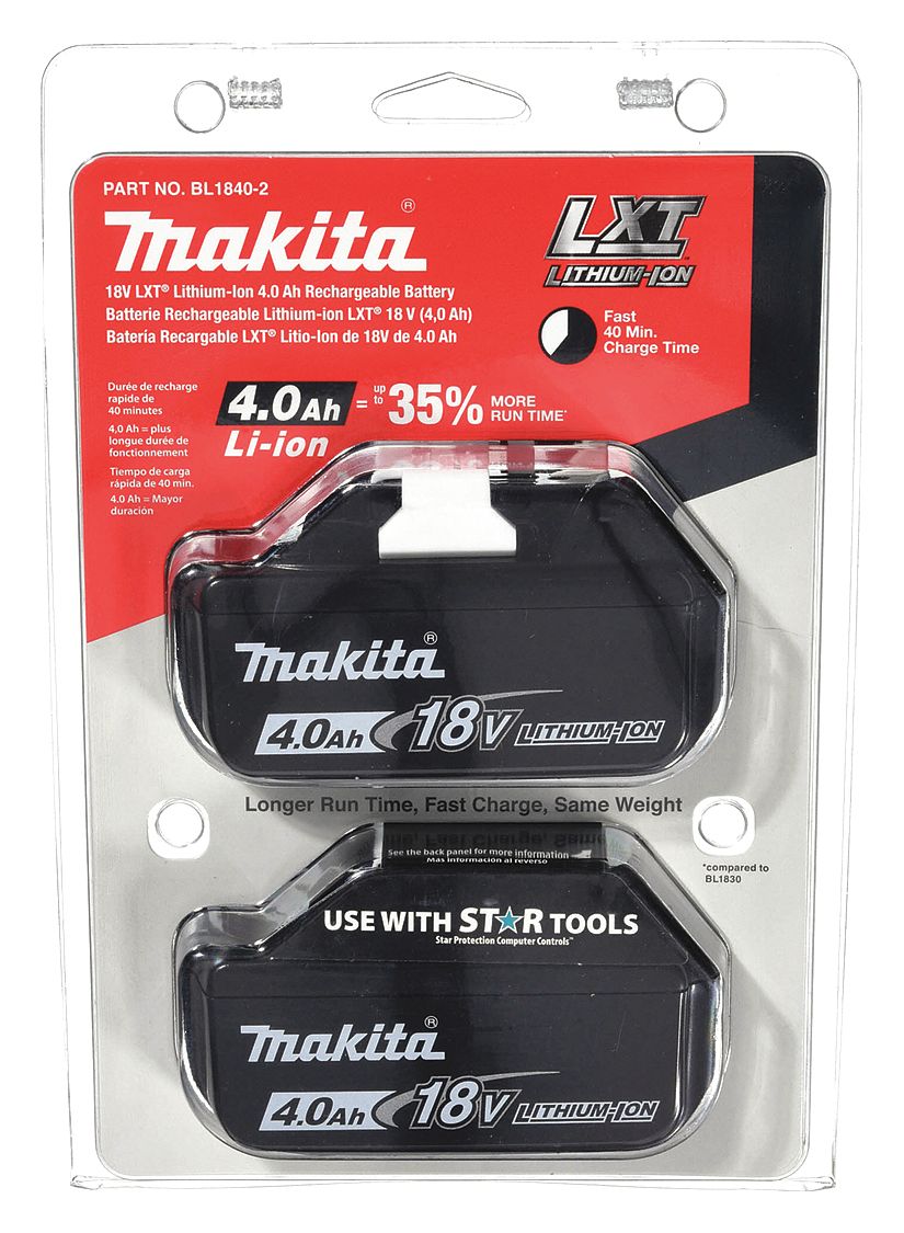Battery: LXT®, 4 Ah, 2 Batteries Included, Tabbed, 18V DC, 2 PK
