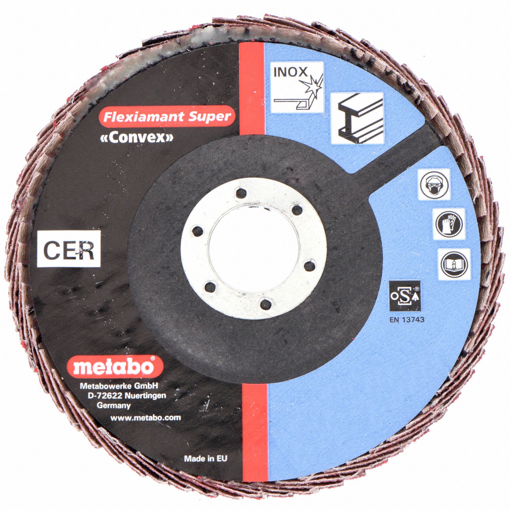 METABO Type 29, Flap Disc, Ceramic, 5 in Disc Diameter, 60 Abrasive