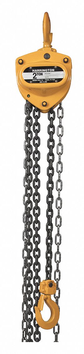 MANUAL CHAIN HOIST, HOOK MOUNTED - NO TROLLEY, 4,000 LB LIFTING CAPACITY, 15 FT LIFT L