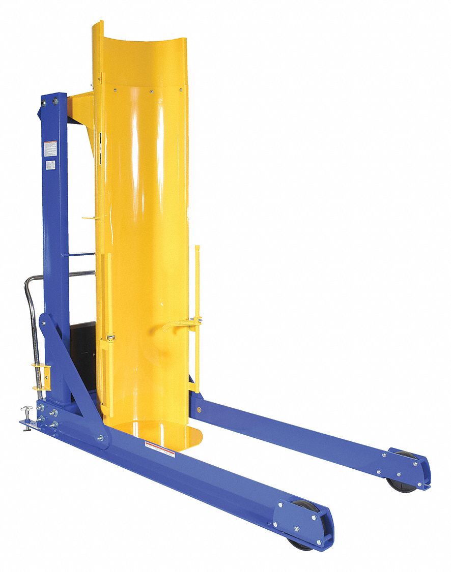 Drum Dumper: Steel, Casters, 1, 500 lb Wt Capacity, Fiber/Metal/Plastic, Hydraulic, 115V AC