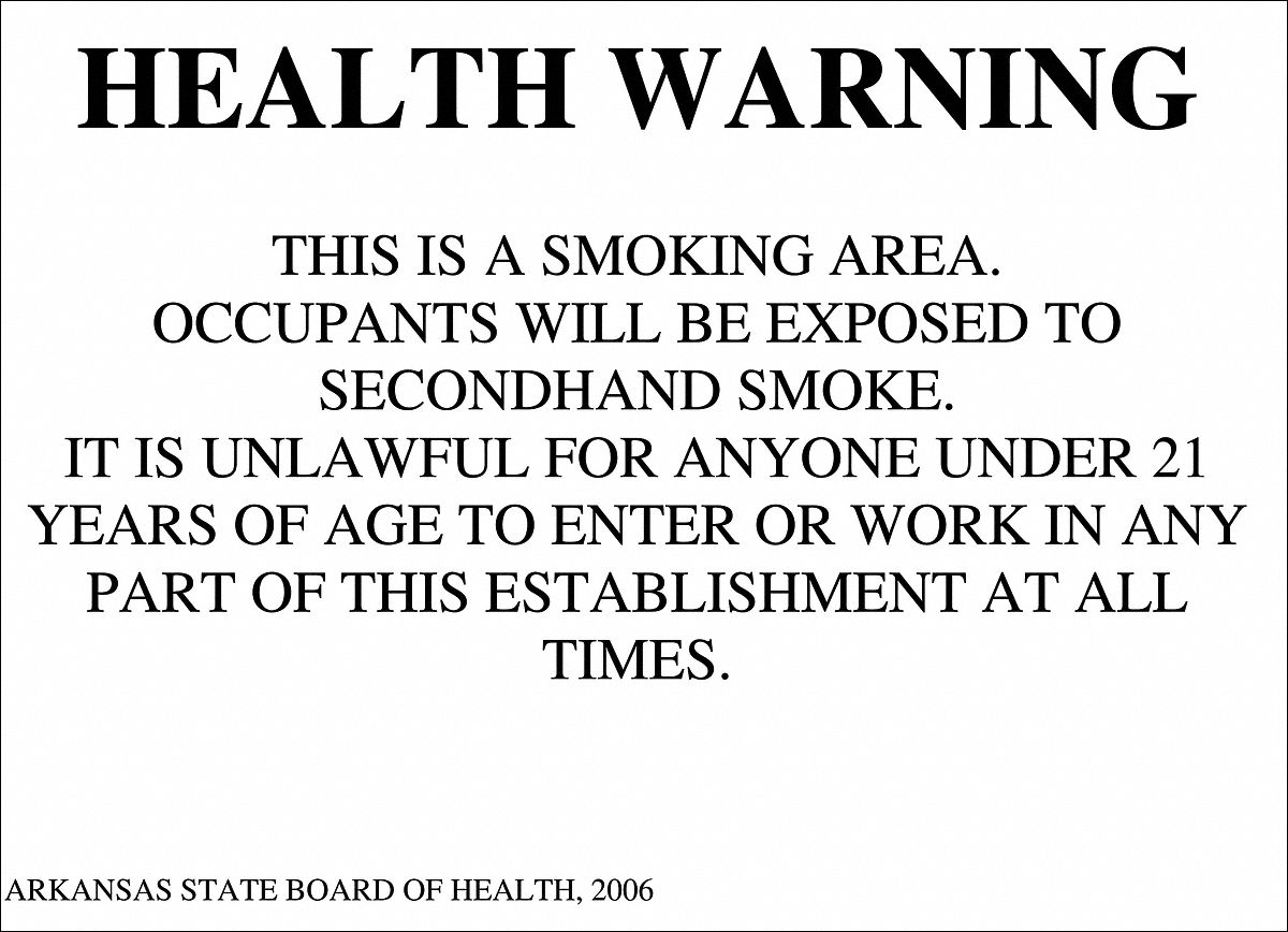 33RX86 - AR State Designated Smoking Area Sign