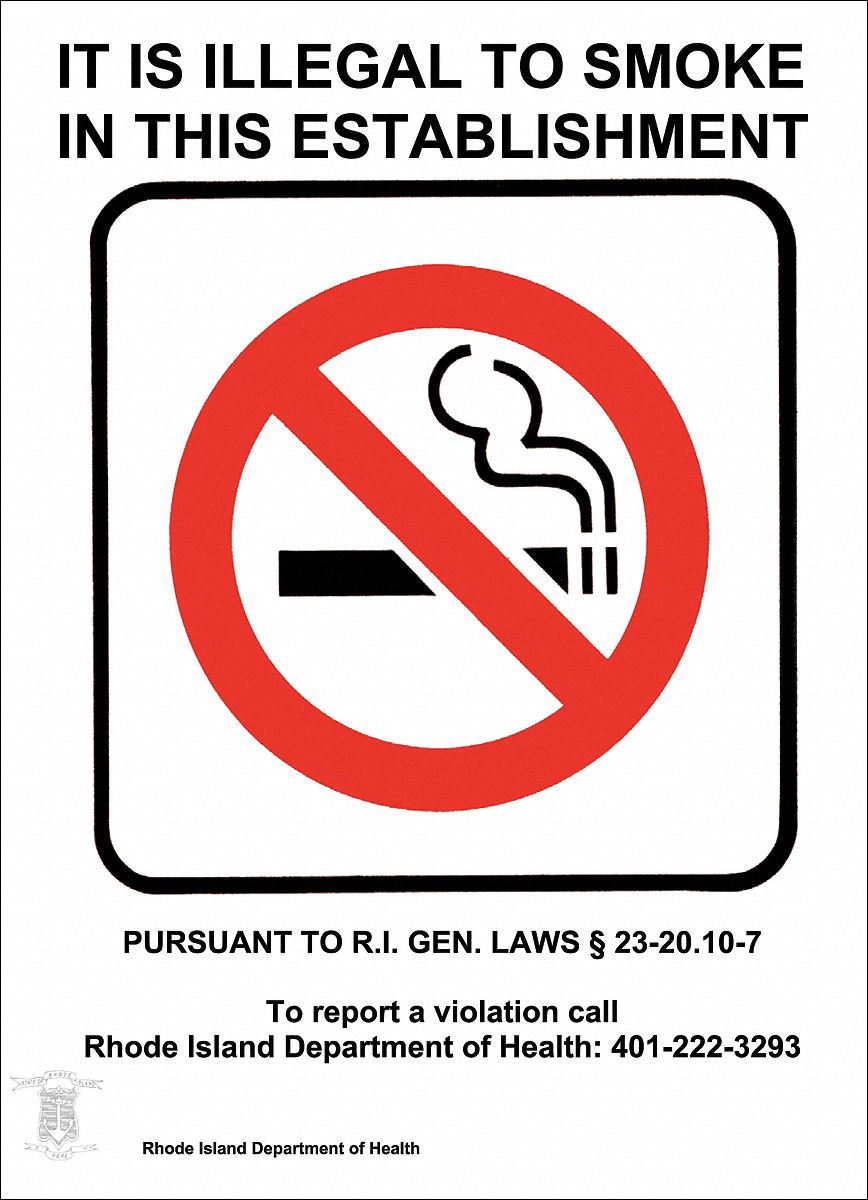 No Smoking Sign,  Rhode Island, 10in x 7in