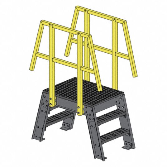 3-Step Fibre-Reinforced Plastic, Grid Step Tread, 36 in Platform Depth ...