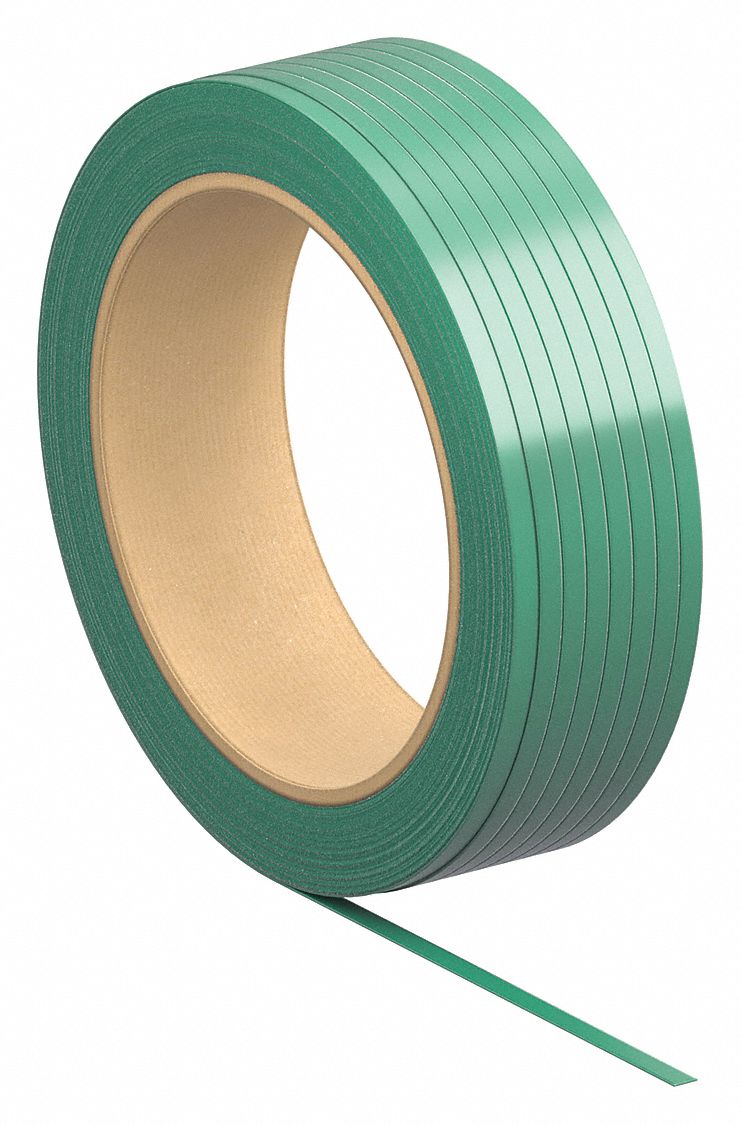 PLASTIC STRAPPING, ¾ IN STRAPPING W, 0.05 IN THICK, 2,500 POUND BREAK STRENGTH