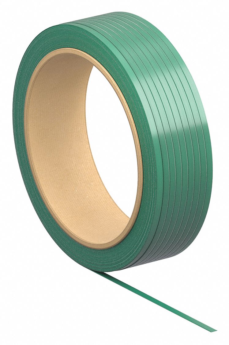 PLASTIC STRAPPING, ⅝ IN STRAPPING W, 0.03 IN THICK, 1,100 POUND BREAK STRENGTH