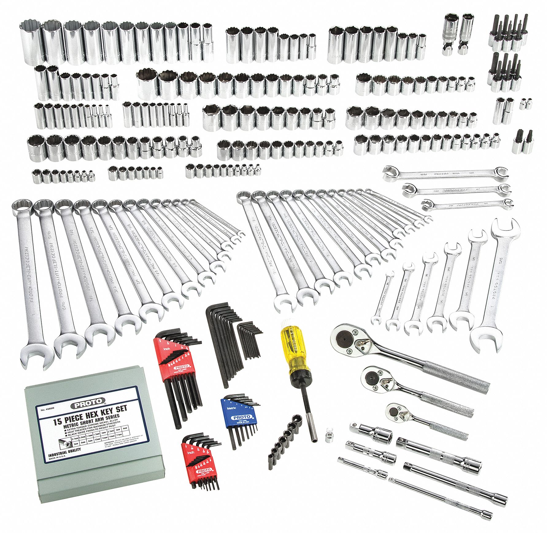 Socket Wrench Set: 1/4 in_3/8 in_1/2 in Drive Size, 302 Pieces, (43) 12  Point/(51) 6-Point