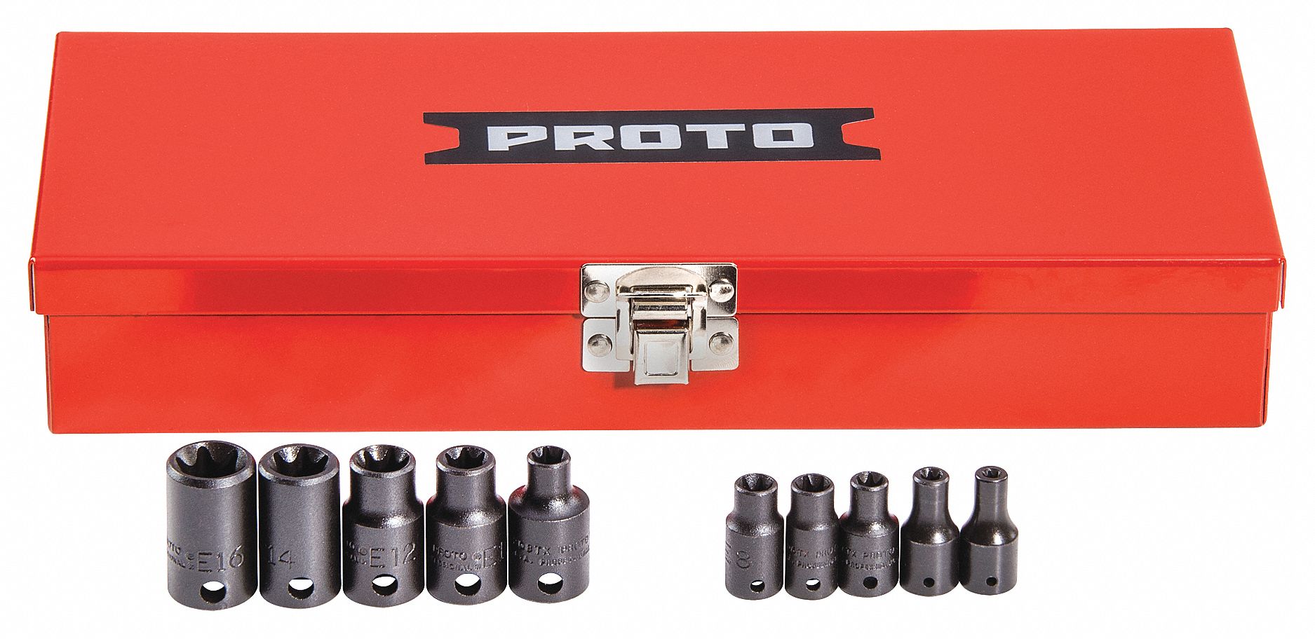 PROTO Impact Socket Set, Alloy Steel, Black Oxide, 1/4 in, 3/8 in