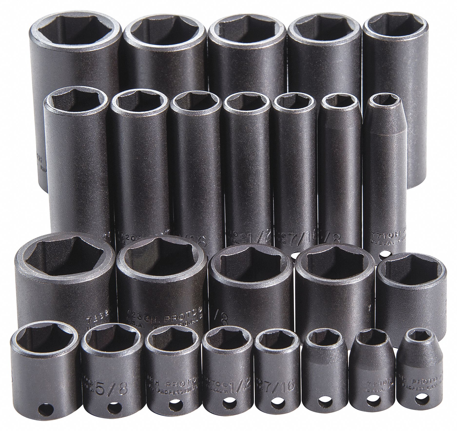 IMPACT SOCKET SET,SAE,3/8 IN.,25 PCS.