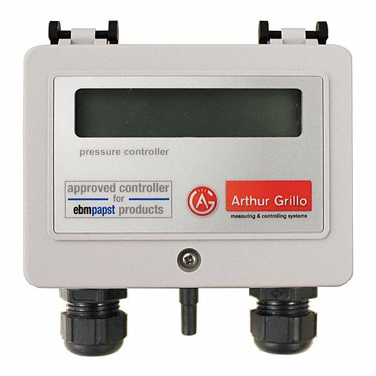 Digital Differential Pressure Gauge with Transducer: 0 to 50 Pa, 5 mm Smooth Barb, Bottom, IP54