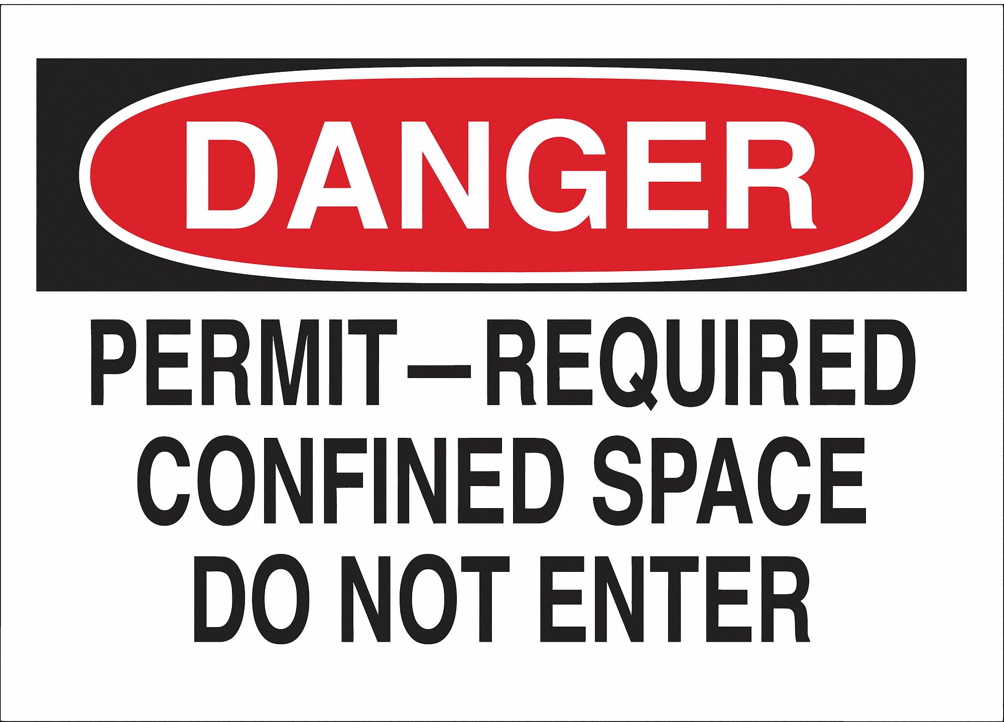 PERMIT REQUIRED DO NOT ENTER DANGER SIGN, MOUNTING HOLES, BLACK/RED/WHITE, 7X10IN, PLASTIC