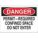 PERMIT REQUIRED DO NOT ENTER DANGER SIGN, MOUNTING HOLES, BLACK/RED/WHITE, 10X14 IN, PLASTIC