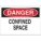 CONFINED SPACE PERMIT ONLY DANGER SIGN, SELF-STICKING, BLACK/RED/WHITE, 10 X 14 IN