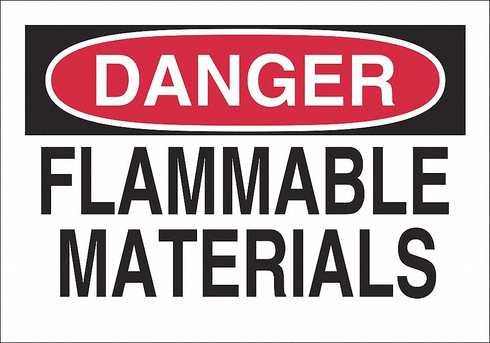 SIGN DANGER FLAM MATERIAL 7X10 PL