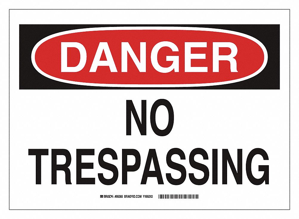 SIGN, NO TRESPASSING, MOUNTING HOLES, BLUE/BLACK/WHITE, 14 X 10 IN, PLASTIC