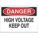 DANGER HIGH VOLTAGE KEEP AWAY SIGN, MOUNTING HOLES, BLACK/RED/WHITE, 10X14 IN