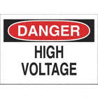 DANGER HIGH VOLTAGE SIGN, 480V, SELF-STICKING, BLACK/RED/WHITE, 10X14 IN