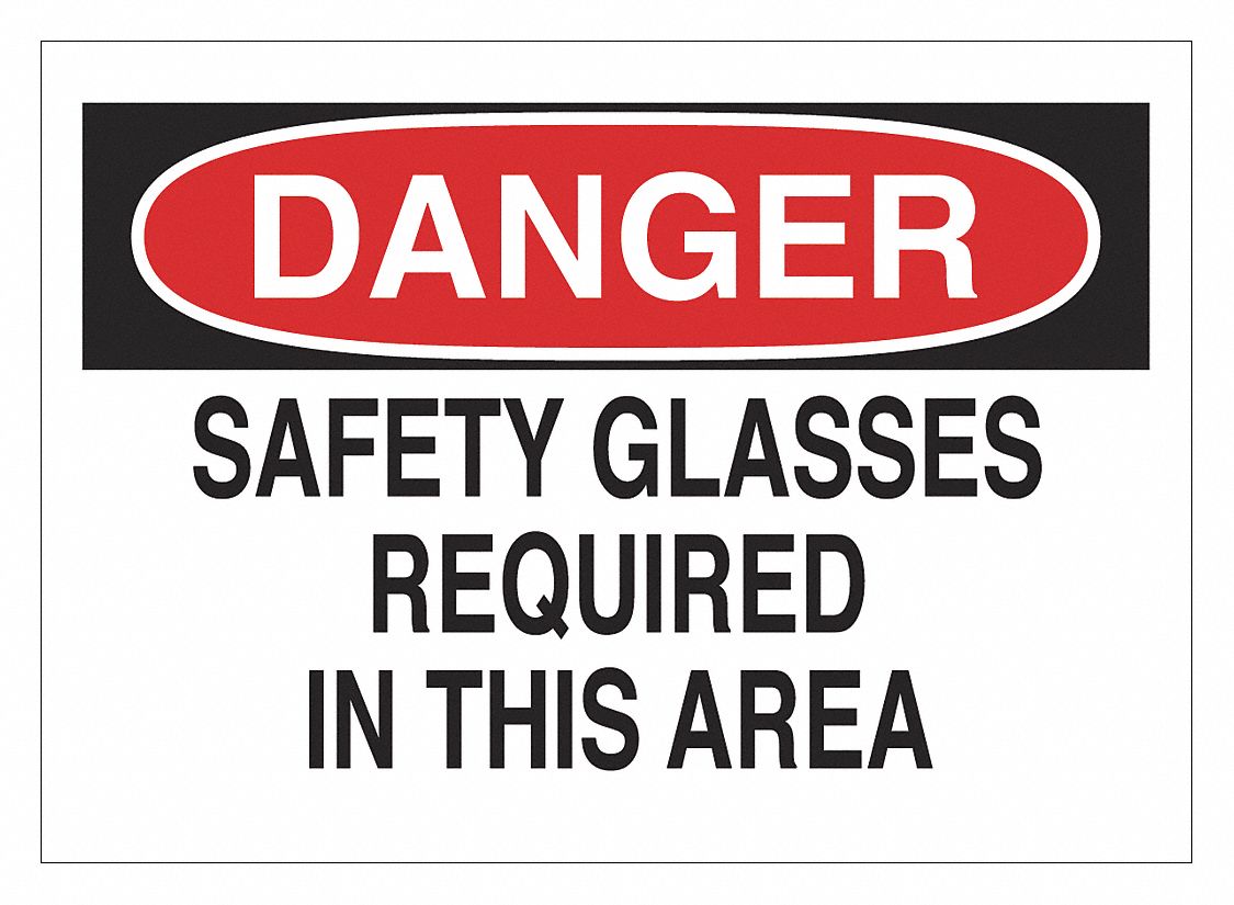 FALL PROTECTION DANGER SIGN, SELF-STICKING, BLACK/RED/WHITE, 10 X 7 IN