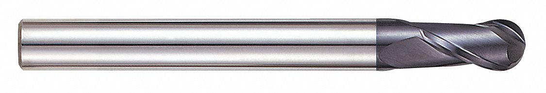 Ball End Mill, Single End, 3/8", Carbide
