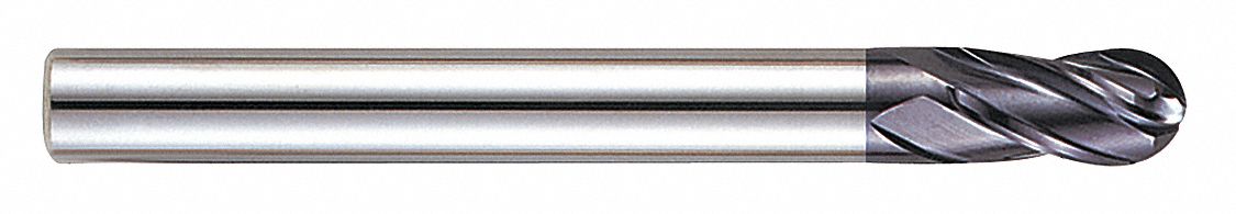 Ball End Mill, Single End, 12.00mm, Carbide