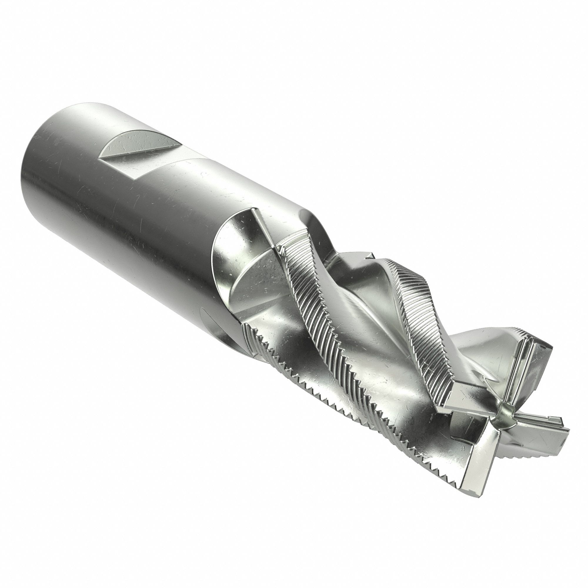 Roughing End Mill: Cobalt, 5 Flute, Fine Pitch, 1" Mill Dia, 2" LOC, 4-1/2" OAL