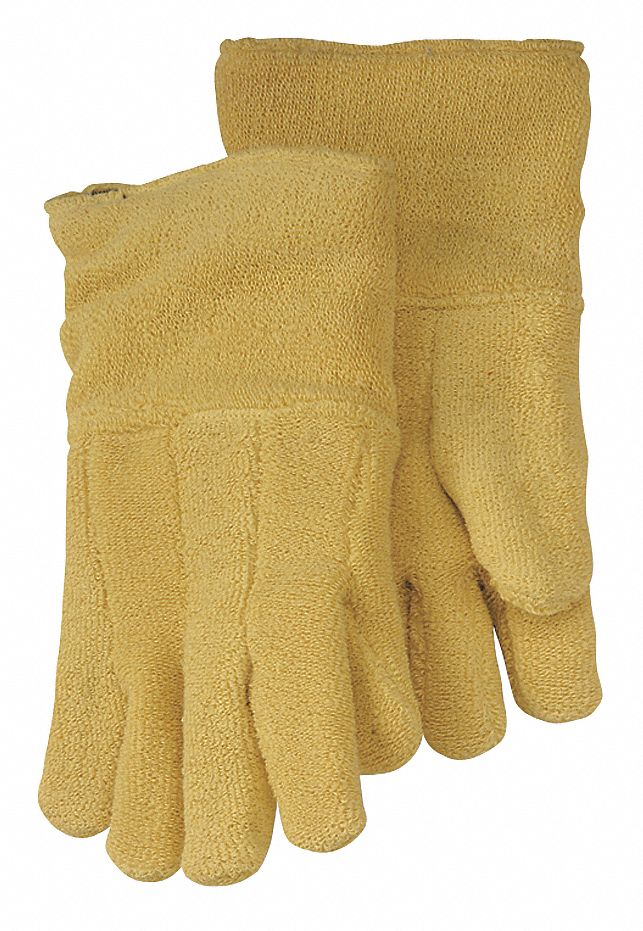 BLACK STALLION Fire Retardant Gloves, L, Yellow, 14in L, PR 33TU95