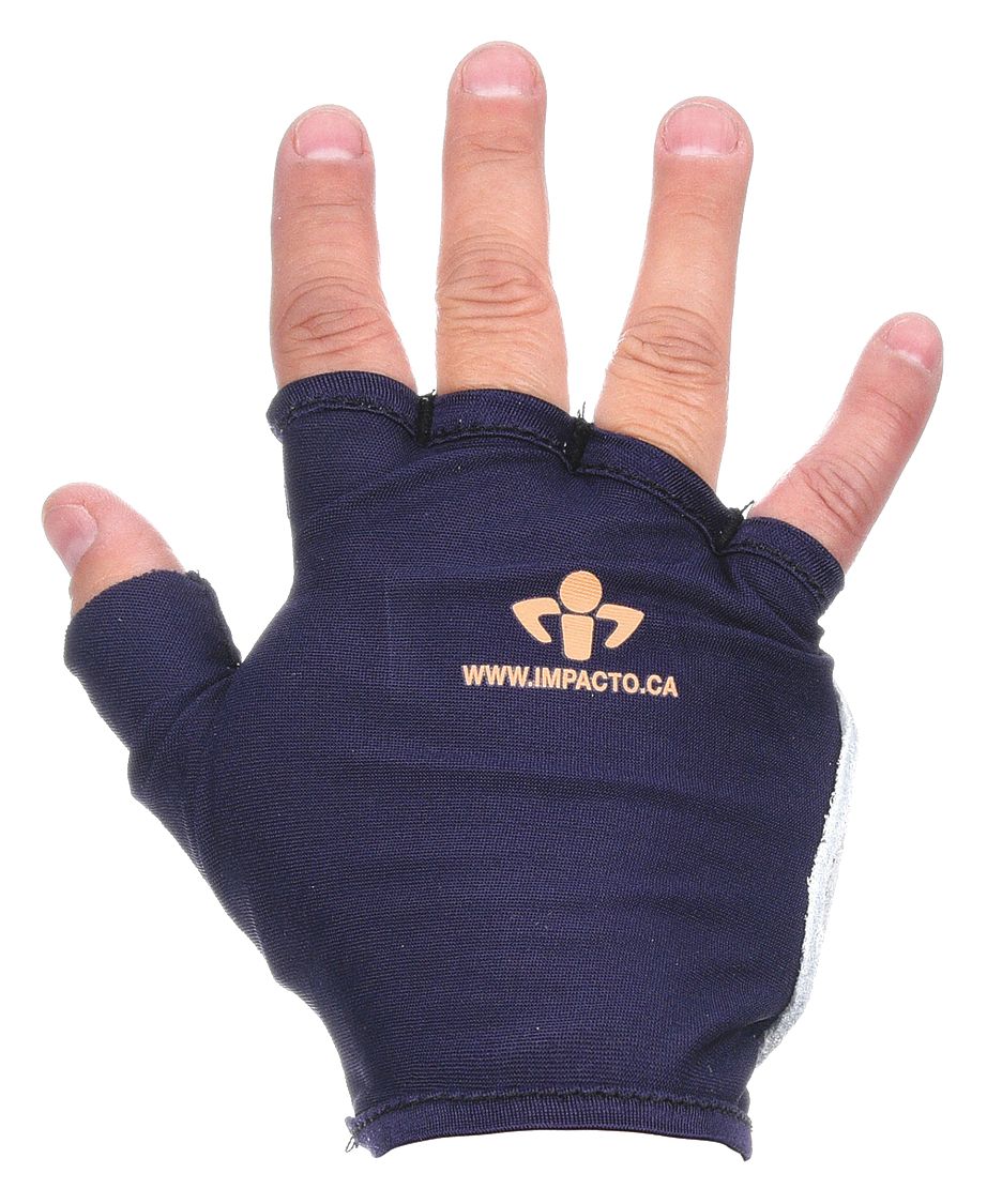 Impact Gloves, L, Bl/Gr, SuedeLeather, Right