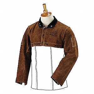 Cowhide Leather Welding Sleeves For Arms Guard Flame Resistant Brown