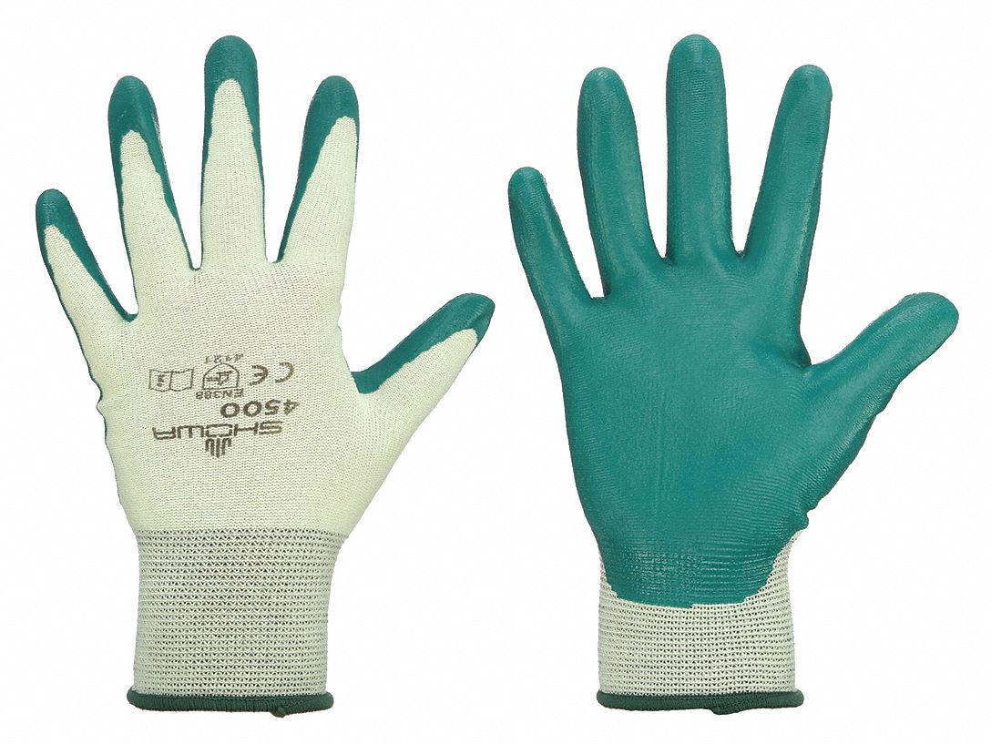 COATED GLOVES, XS (6), SMOOTH, NITRILE, DIPPED, ANSI ABRASION LEVEL 3, KNIT CUFF