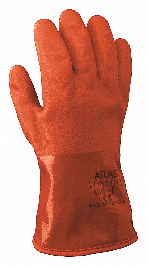 Chemical-Resistant Gloves: 460M-08, SHOWA 460, 8 M Glove Size, Gen Purpose, M, Grain, Orange, 1 PR