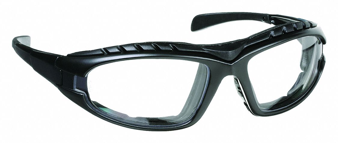 Safety Glasses: Clear Lens Color, Full-Frame, Black Frame Color, Crossfire Series
