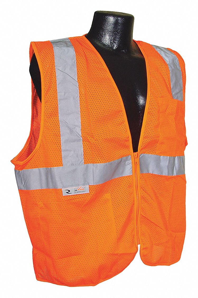 High Visibility Vest, 4XL, 34in., Zipper