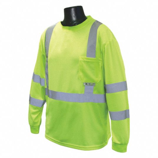 RADIANS Hi-Visibility Green Polyester Long Sleeve Shirt, Size: 2XL ...