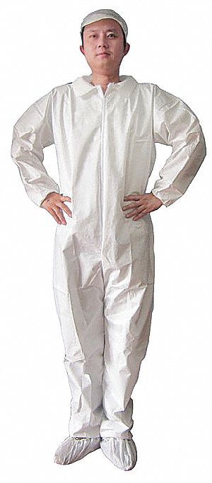 Collared Coverall, Open, White, 2XL, PK25