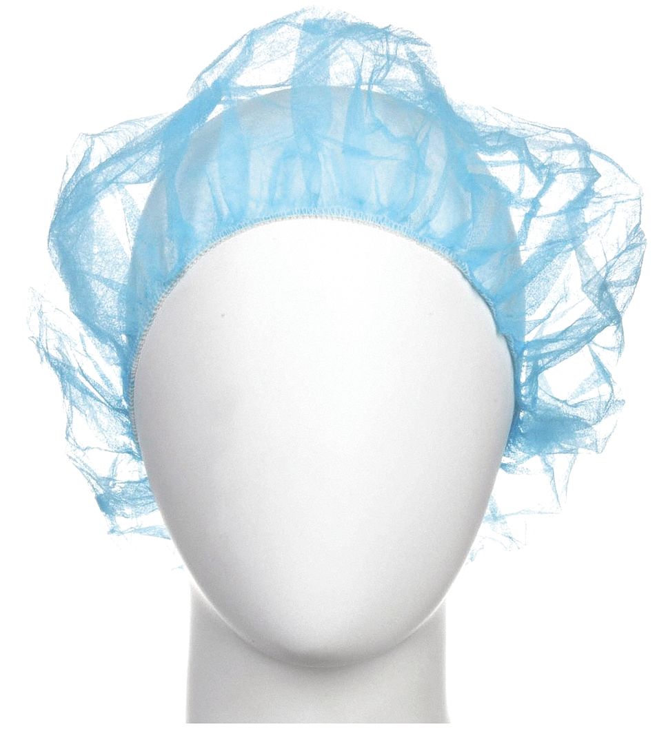 BOUFFANT CAP, GENERAL USE, POLYPROPYLENE, LATEX-FREE, BLUE, 21 IN D, 100 PK