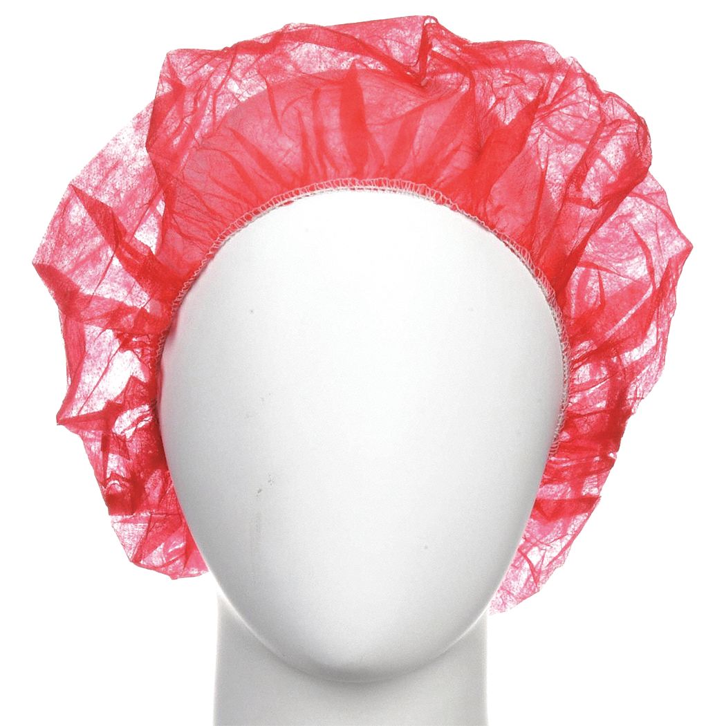 BOUFFANT CAP, GENERAL USE, POLYPROPYLENE, LATEX-FREE, RED, 24 IN D, 100 PK