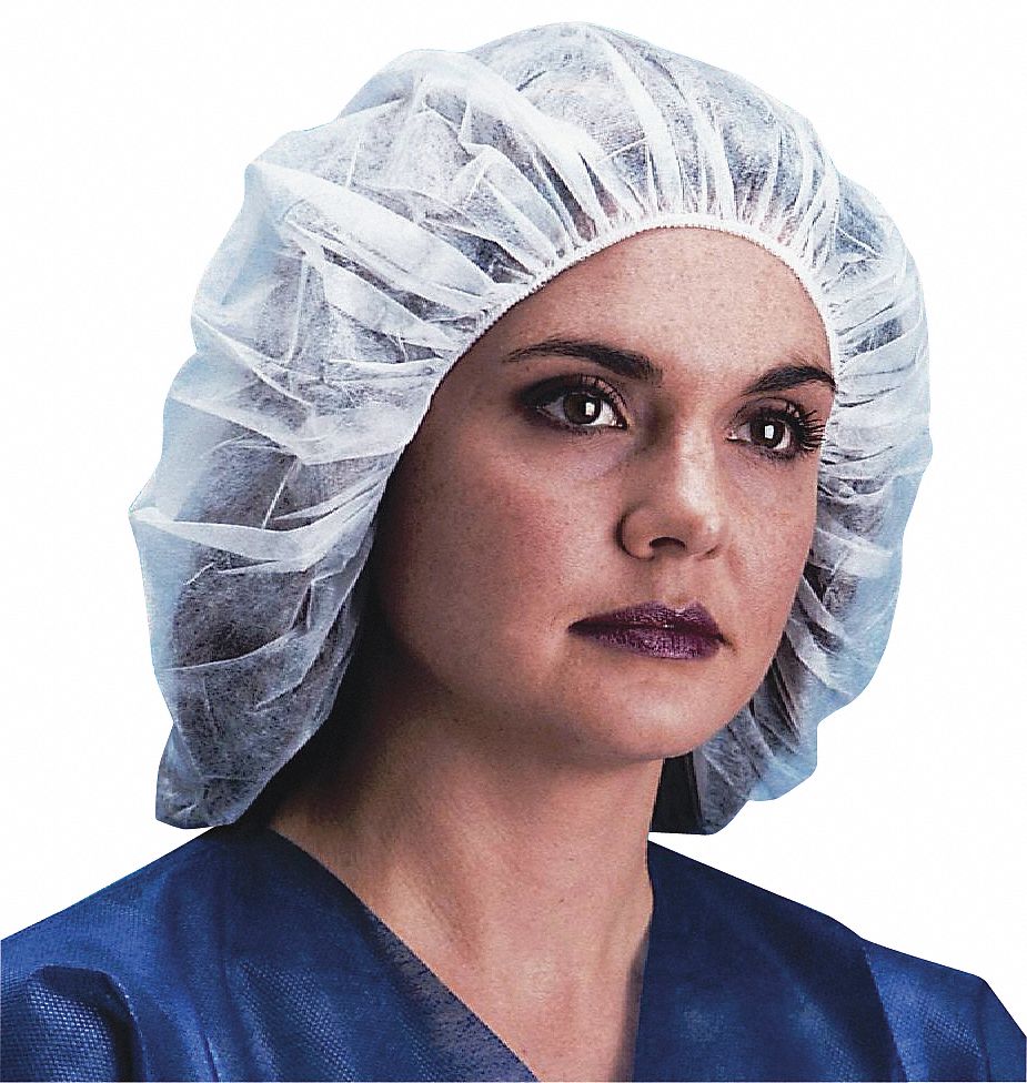 BOUFFANT CAP, GENERAL USE, POLYPROPYLENE, LATEX-FREE, WHITE, 21 IN D, 100 PK