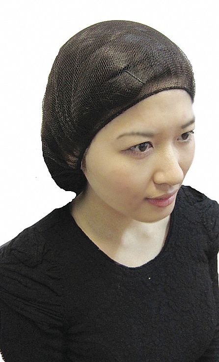 HAIRNET, FLAME-RESISTANT, GENERAL USE, NYLON, LATEX-FREE, BROWN, 21 IN D