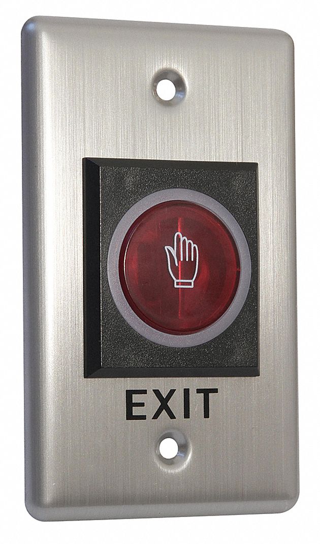 EXIT PUSH BUTTON,STAINLESS STEEL,RED