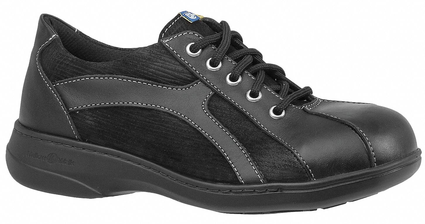 MELLOW WALK Oxford Shoe, 8-1/2, E, Women's, Black, Steel Toe Type, 1 PR ...