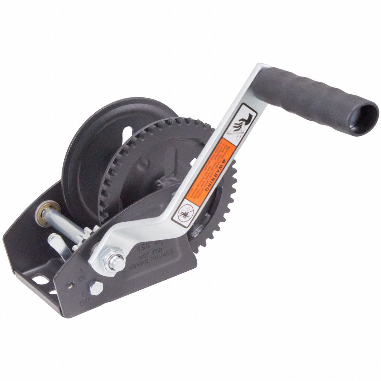 Hand Winch: Pulling, 1, 100 lb First Layer Load Capacity, Spur, 3.7:1, Steel