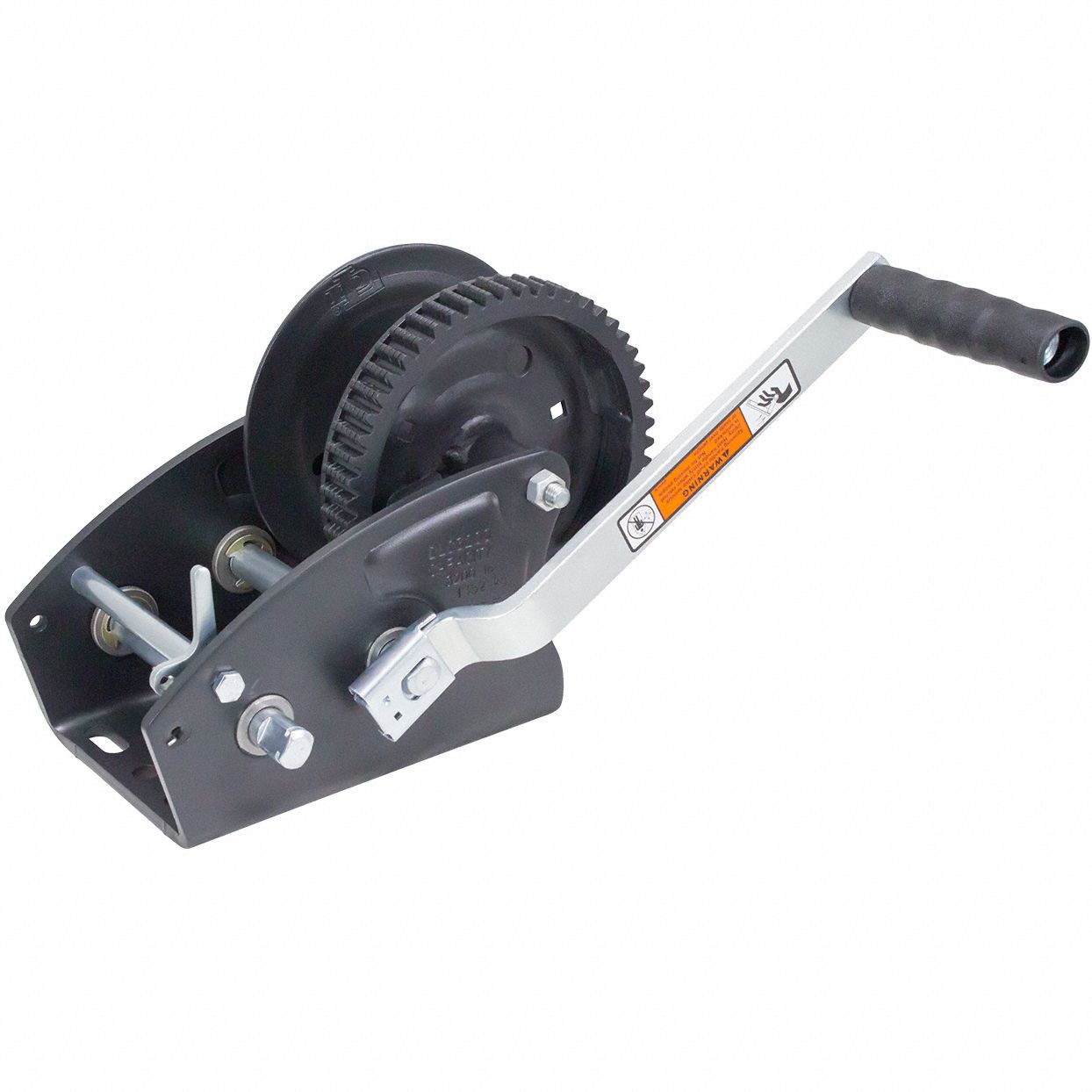Hand Winch: Pulling, 3, 200 lb First Layer Load Capacity, Spur, 17.3:1/5.4:1, Steel