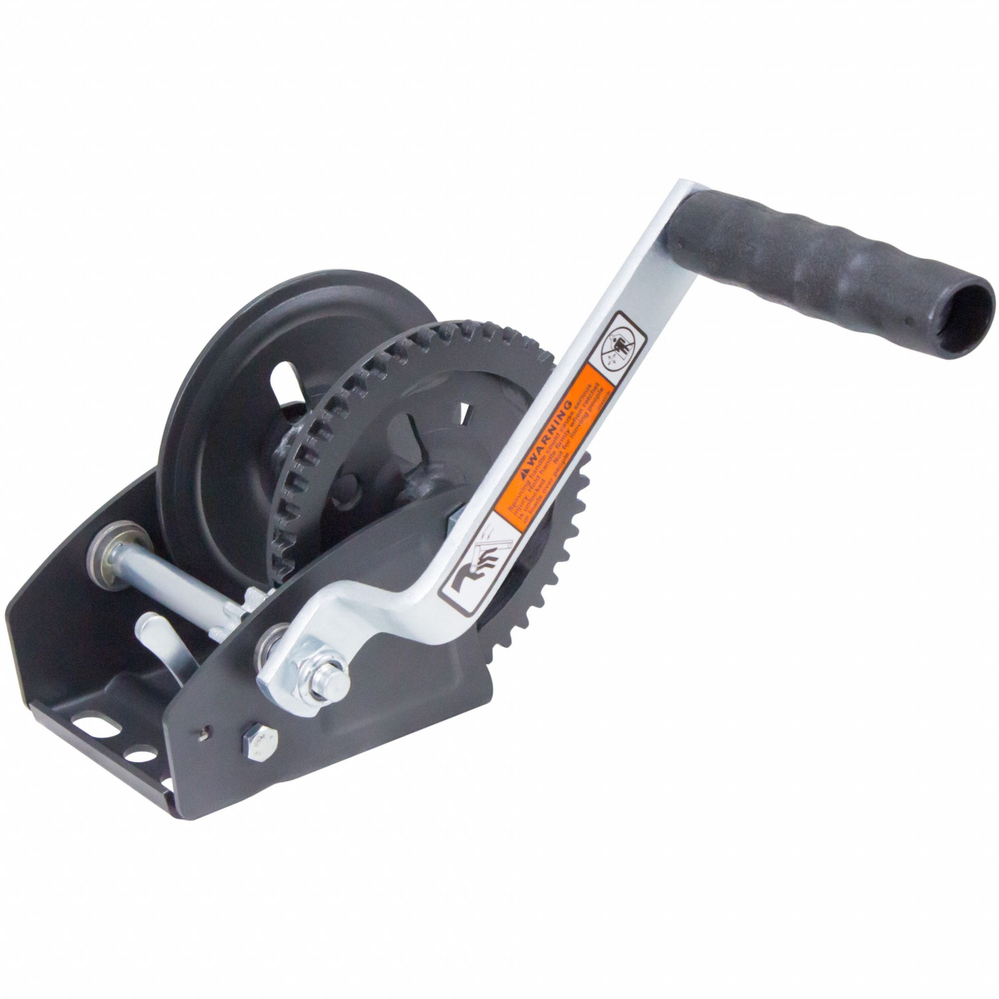 Hand Winch: Pulling, 1, 100 lb First Layer Load Capacity, Spur, 3.7:1, Steel
