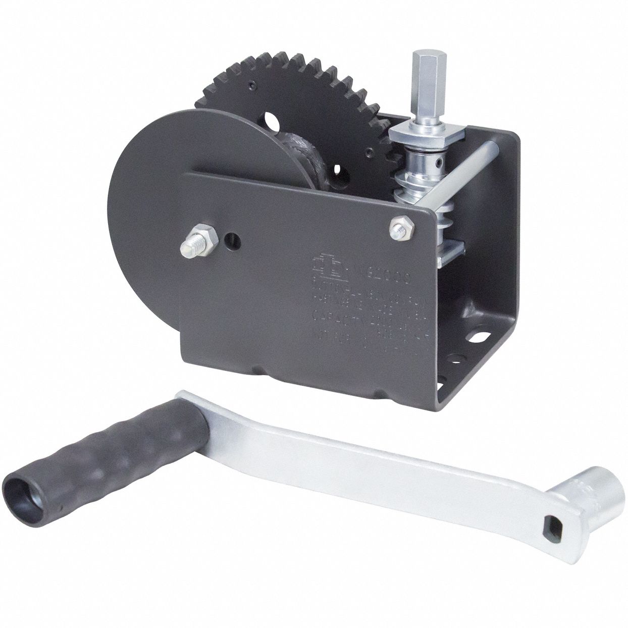 Hand Winch: Lifting/Pulling, 2, 000 lb First Layer Load Capacity, Worm, 40:1, Steel