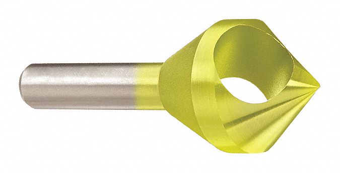 Countersink: 1 in Body Dia., 3/8 in Shank Dia., TiN Finish, 2 5/8 in Overall Lg, Cobalt